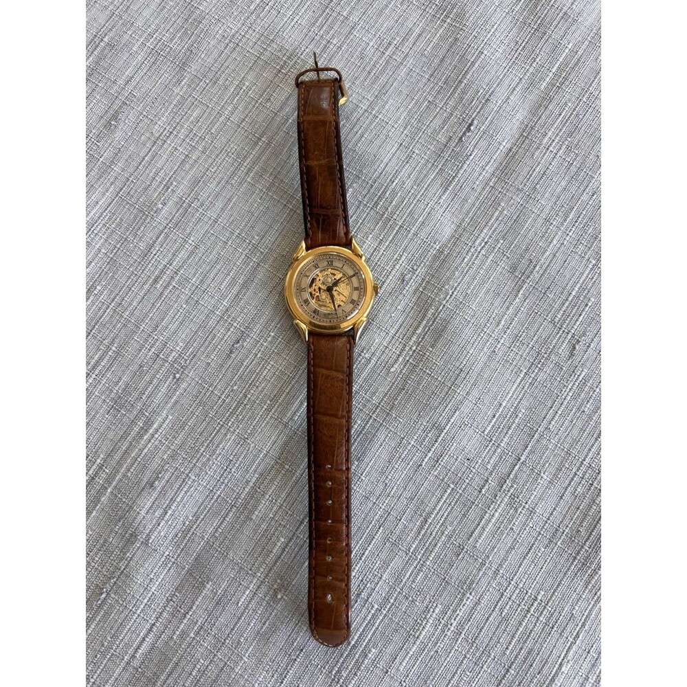 LA Express Skeleton Dial Watch-it Japan Mvmnt W/ Genuine Leather Band